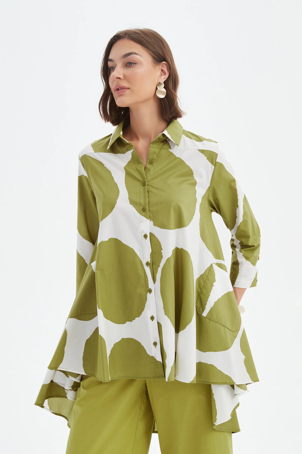 Tirelli - Print Swing Chartreuse/White Spot Shirt