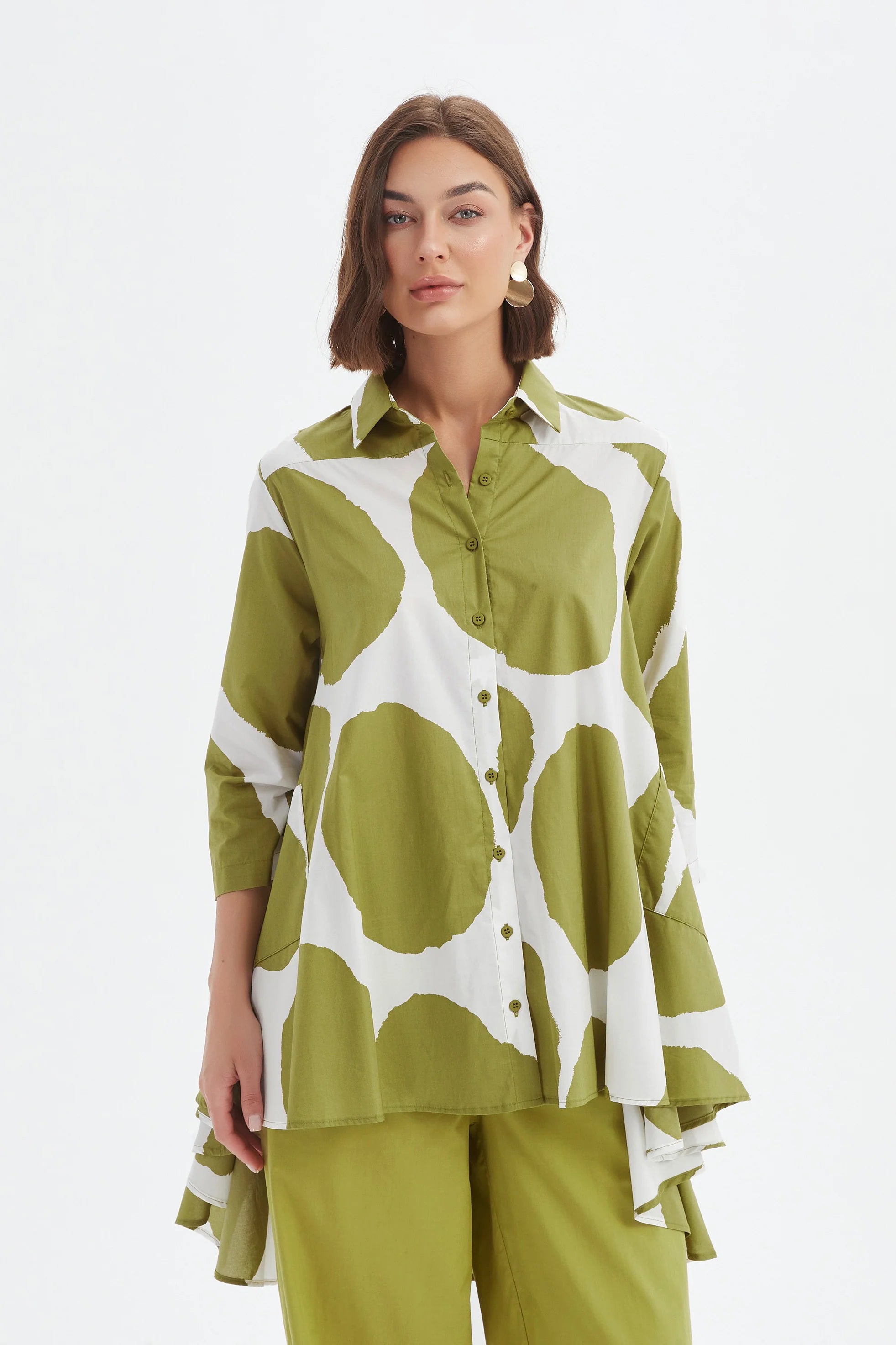 Tirelli - Print Swing Chartreuse/White Spot Shirt