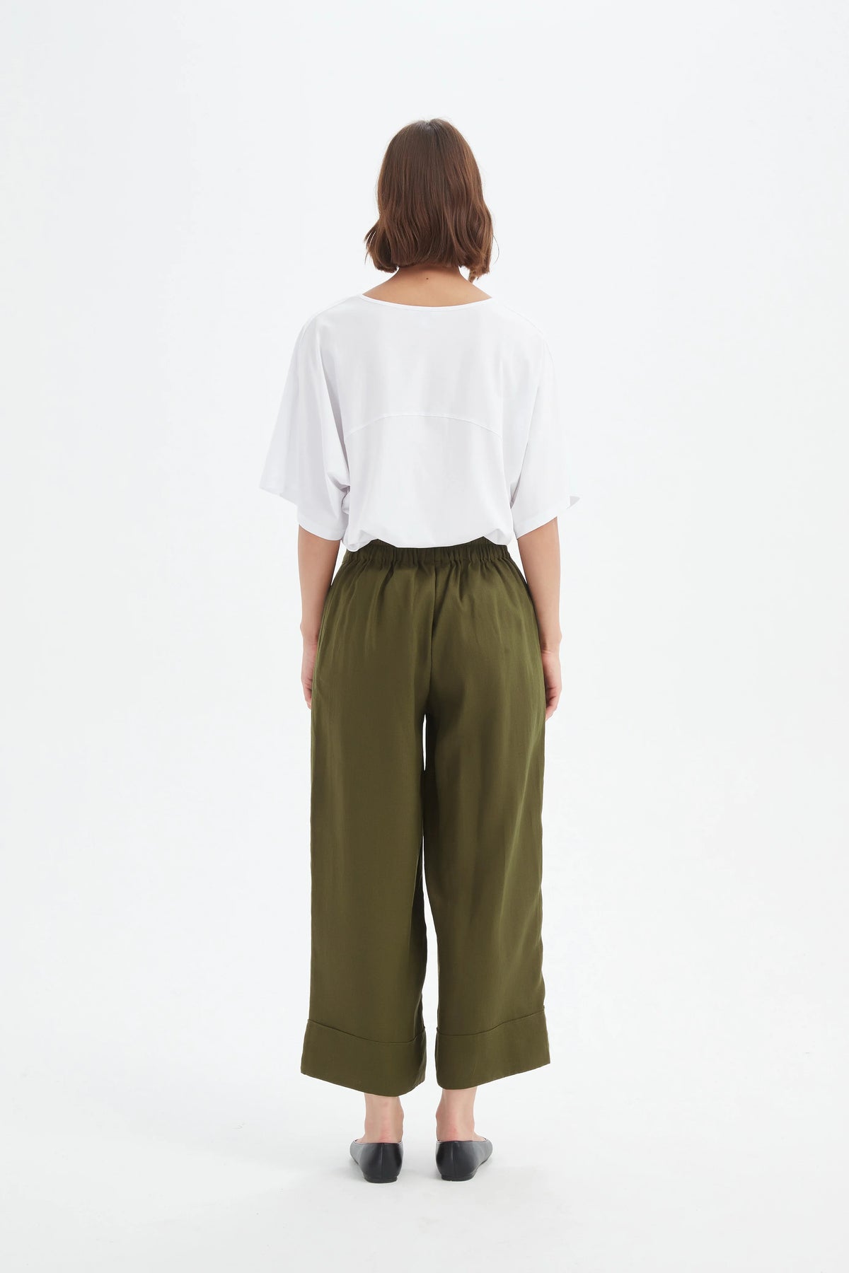 Tirelli - Wide Leg Linen Pant - Dark Moss