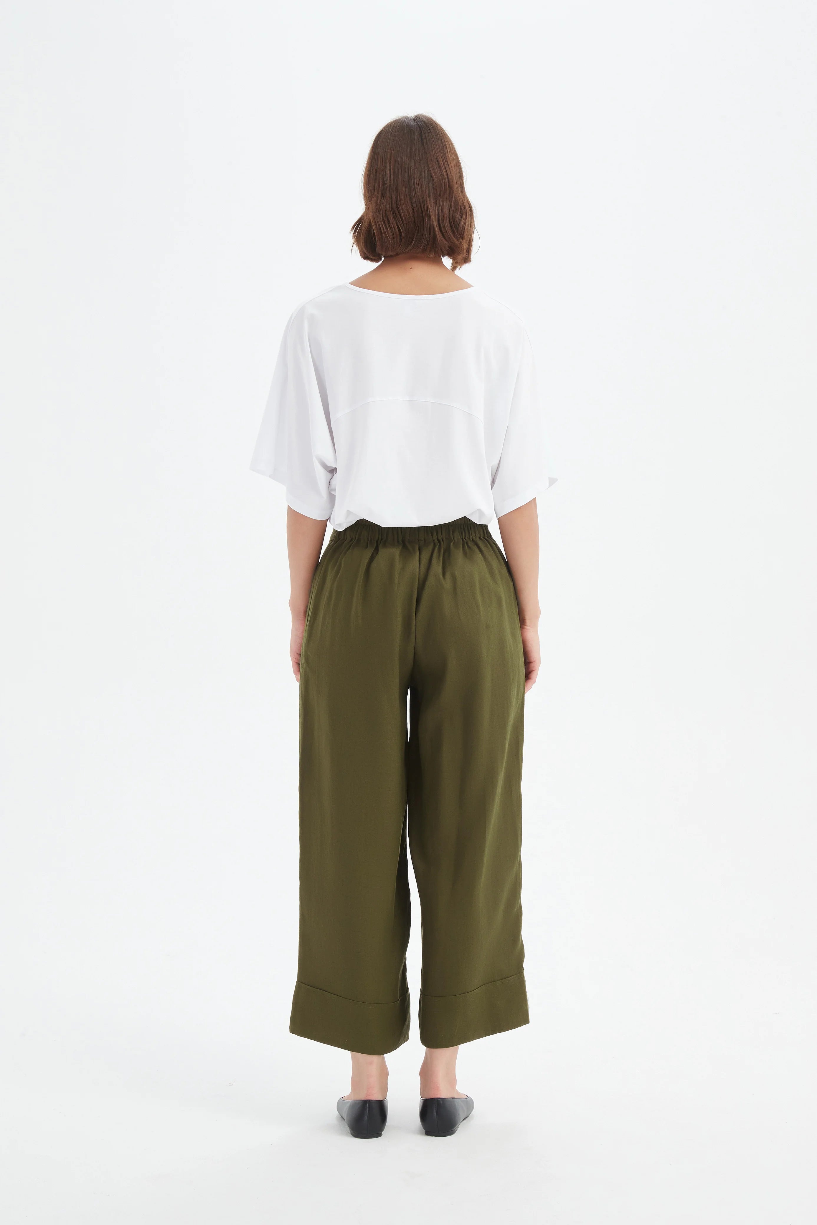 Tirelli - Wide Leg Linen Pant - Dark Moss
