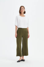 Tirelli - Wide Leg Linen Pant - Dark Moss