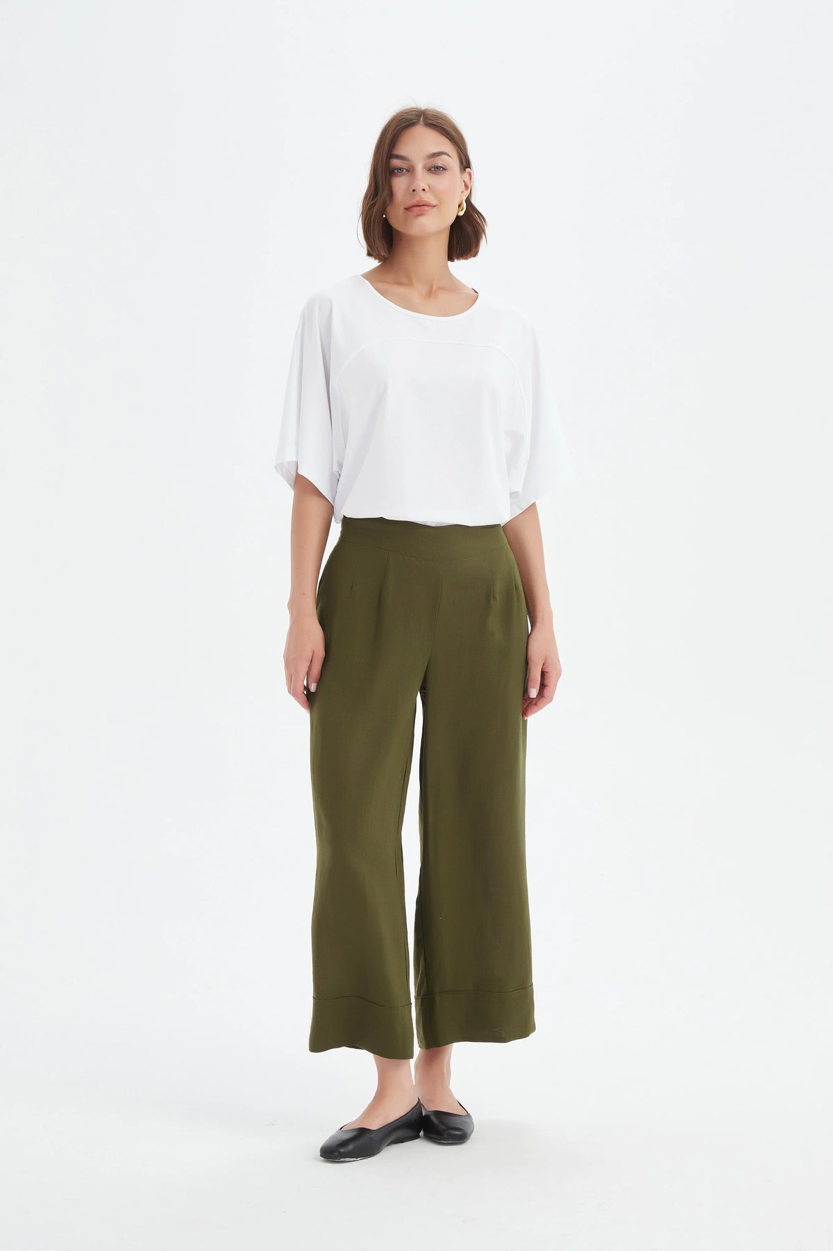 Tirelli - Wide Leg Linen Pant - Dark Moss