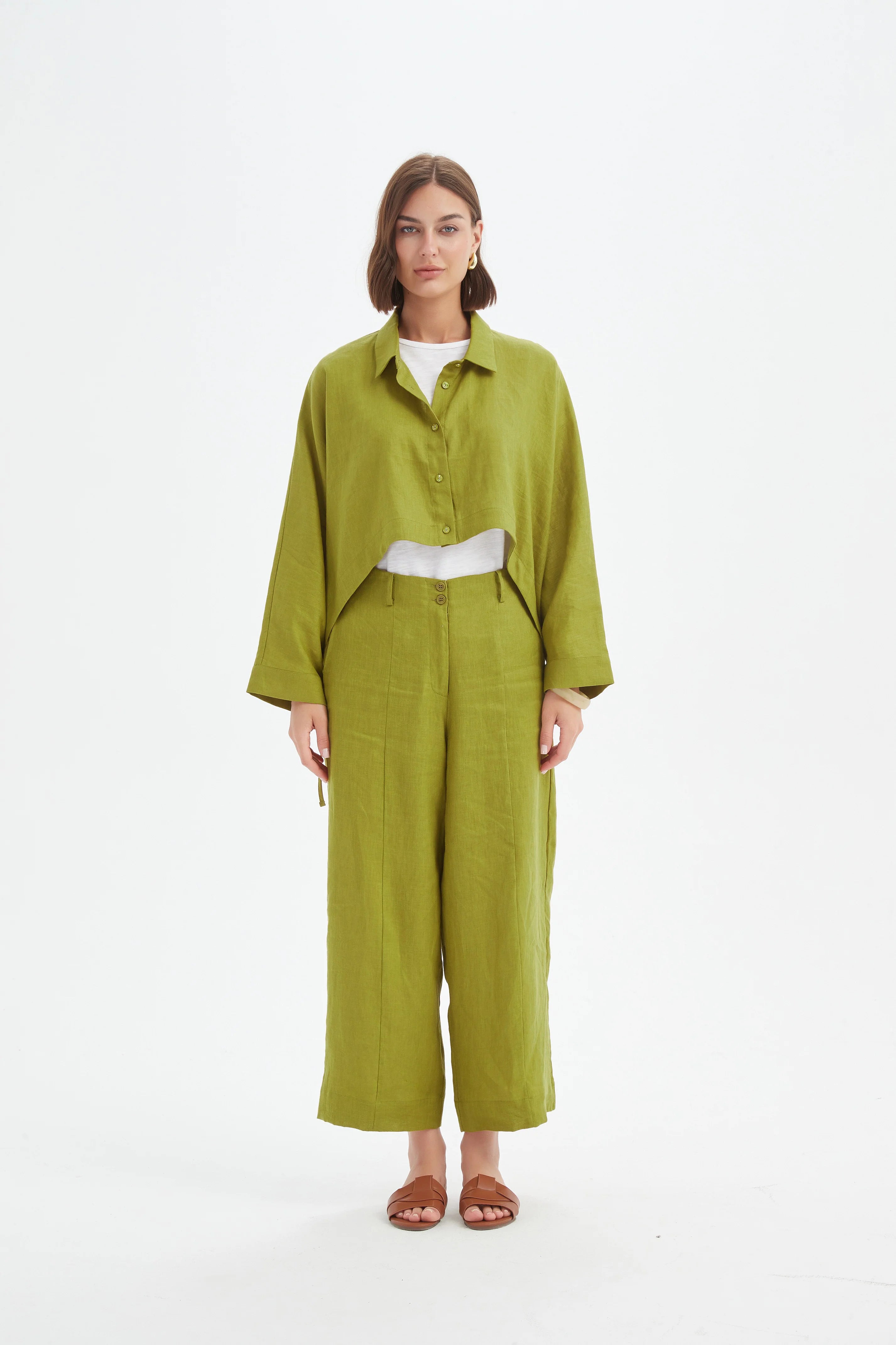 Tirelli - Wide Crop Over shirt - French Chartreuse