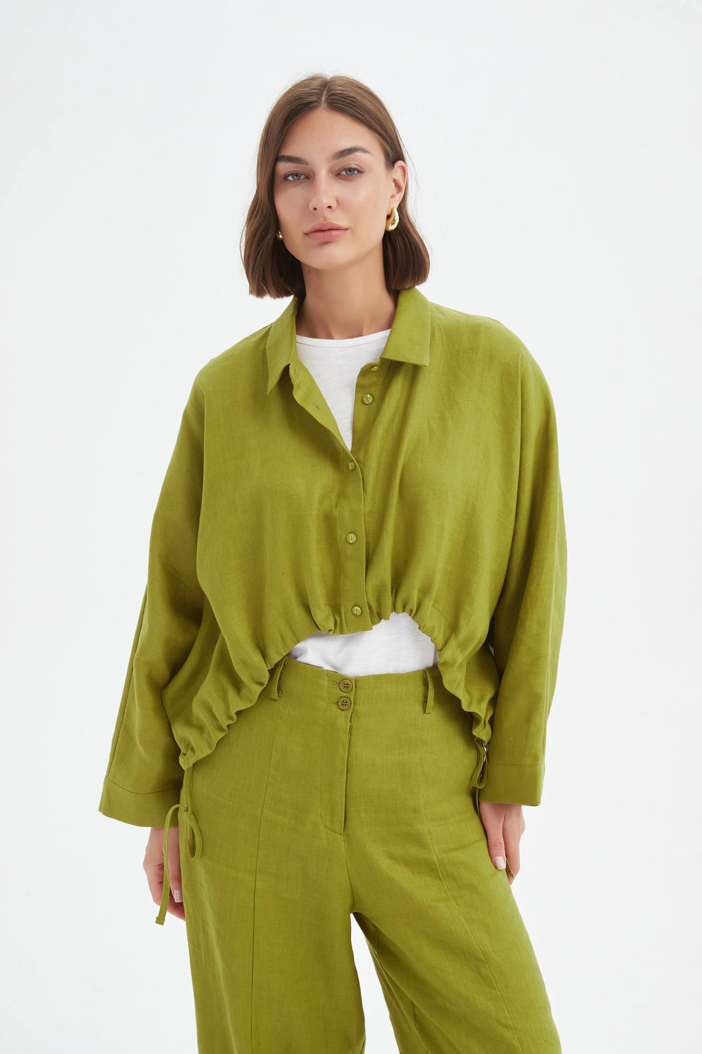 Tirelli - Wide Crop Over shirt - French Chartreuse
