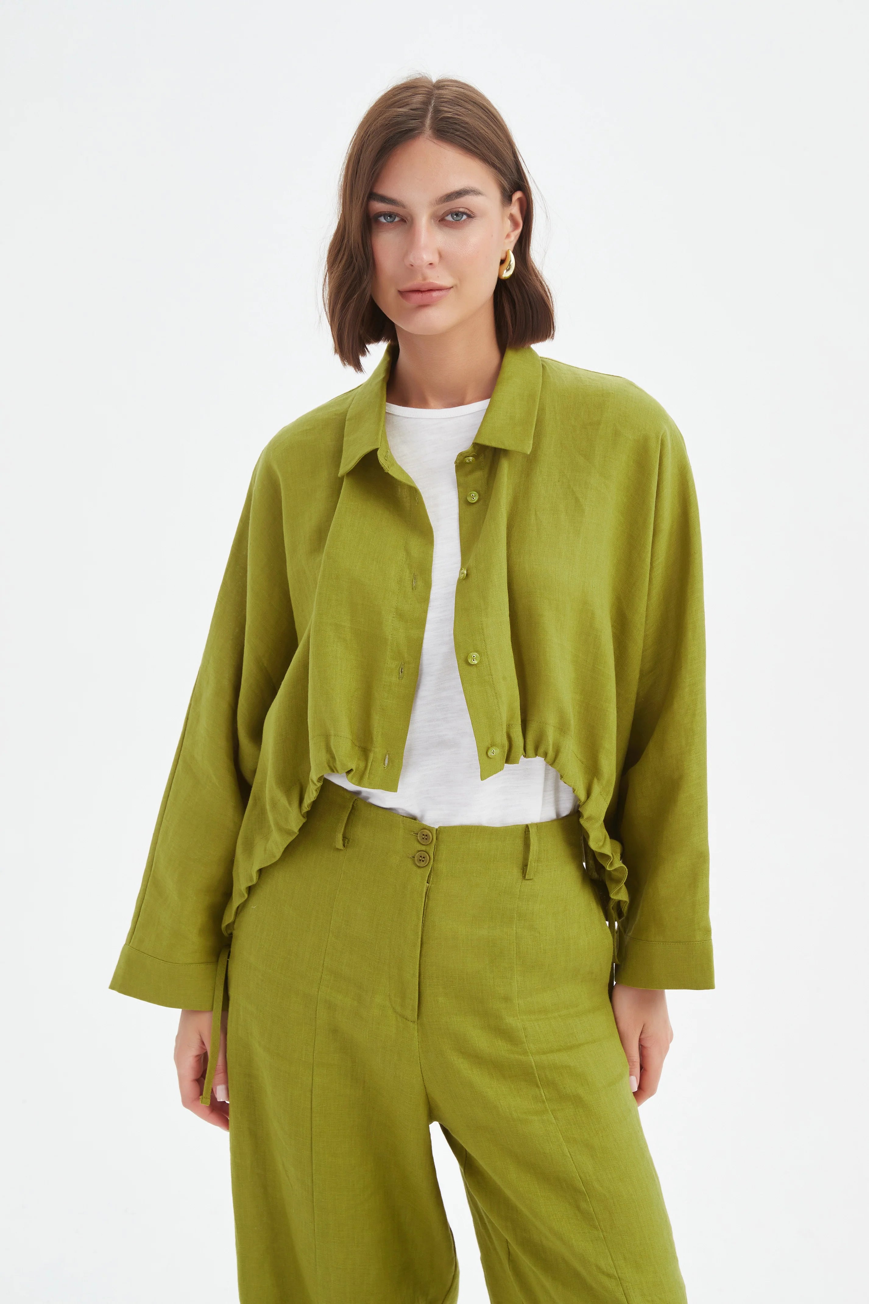 Tirelli - Wide Crop Over shirt - French Chartreuse