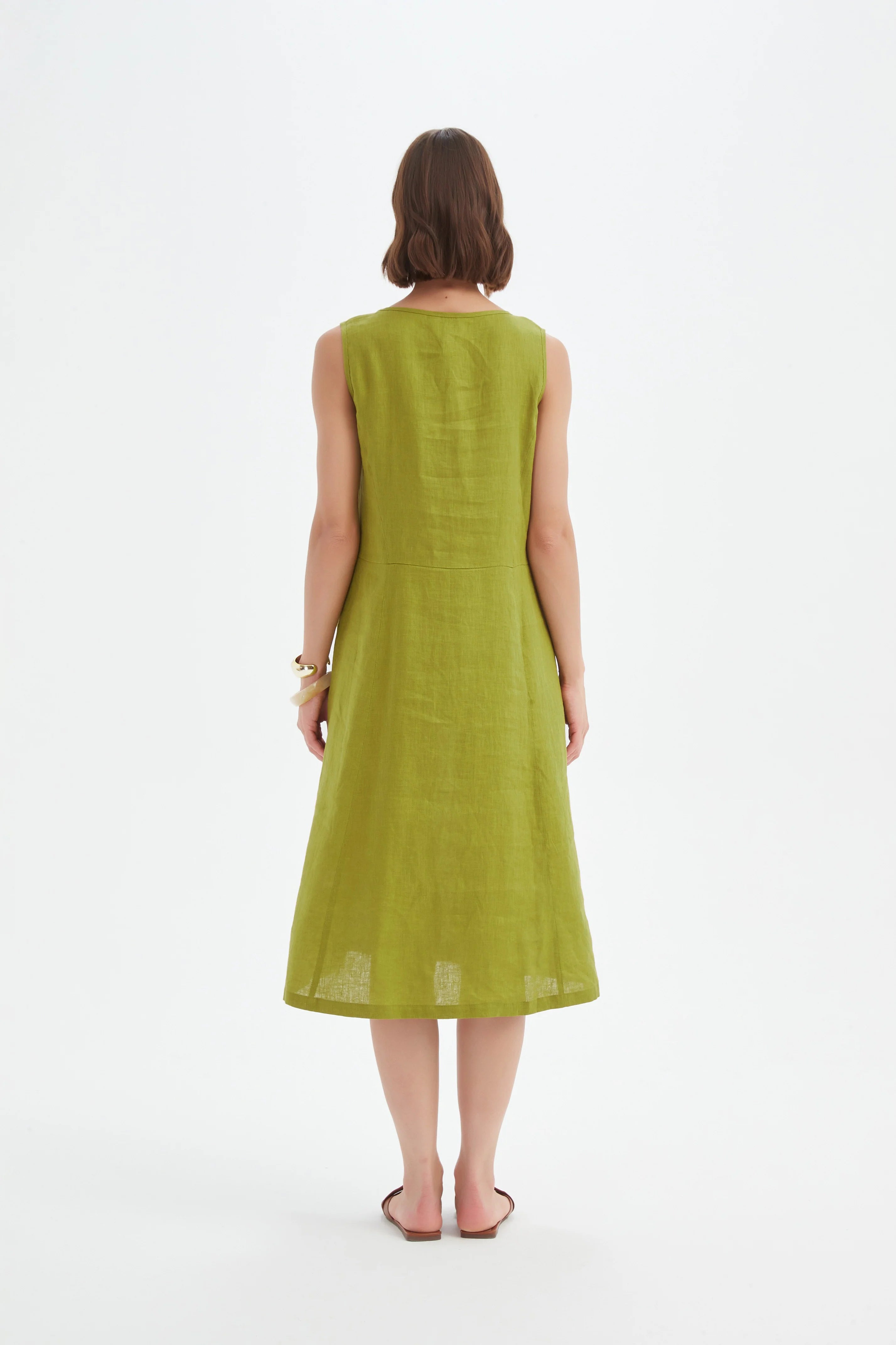 Tirelli - Sleeveless Pocket Dress - French Chartreuse