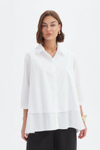 Tirelli - Tiered Front Lyocell Shirt - White