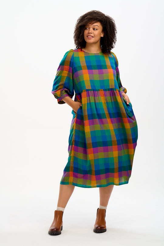 Kiara Midi Smock Dress Multi Big City Gingham