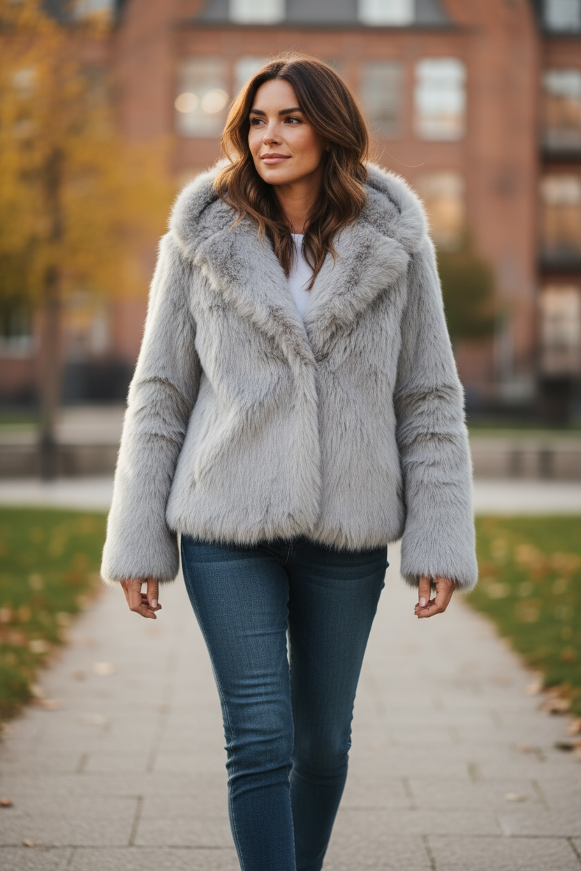 Cozy Silver/grey Hooded Jacket