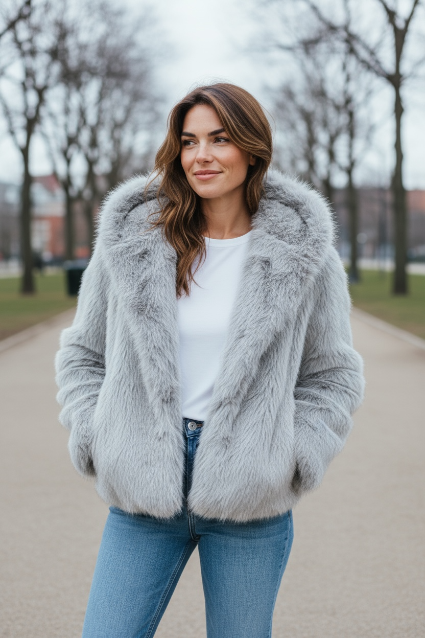 Cozy Silver/grey Hooded Jacket