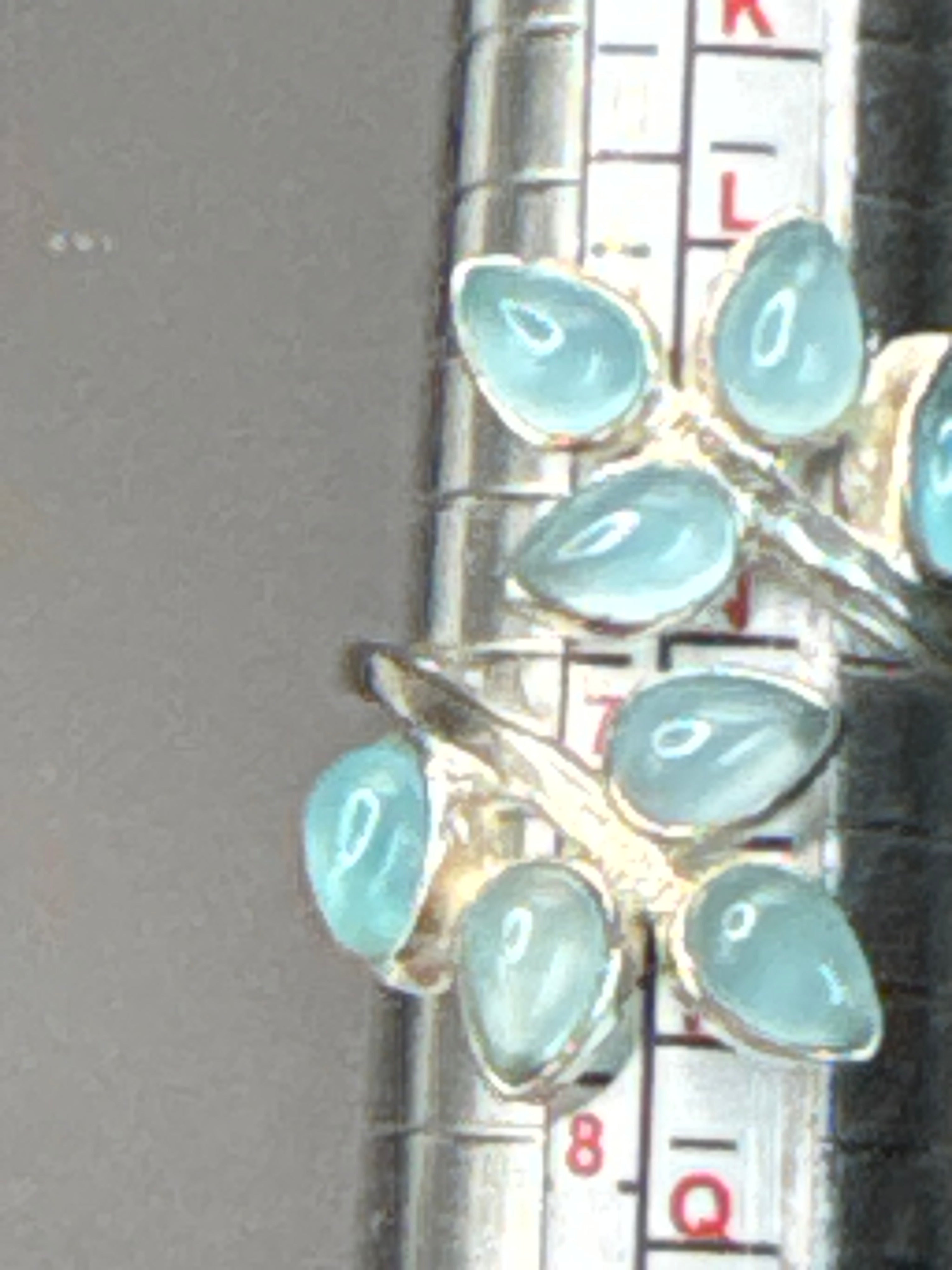 Sterling Silver Aqua Chalcedony Leaf Ring