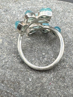 Sterling Silver Aqua Chalcedony Leaf Ring