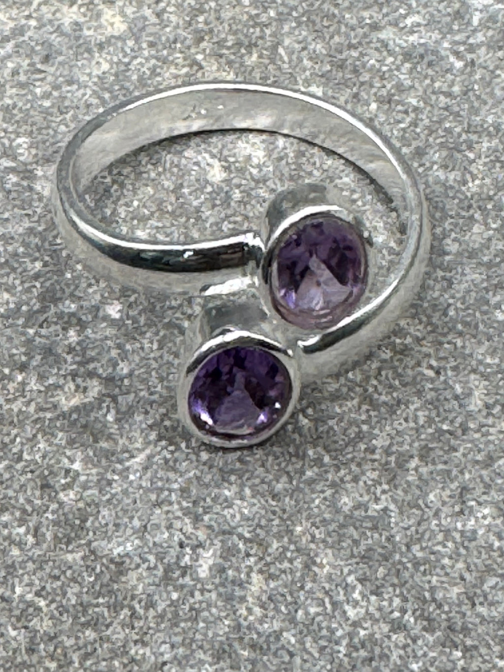 Sterling Silver Double Amethyst Ring