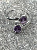 Sterling Silver Double Amethyst Ring
