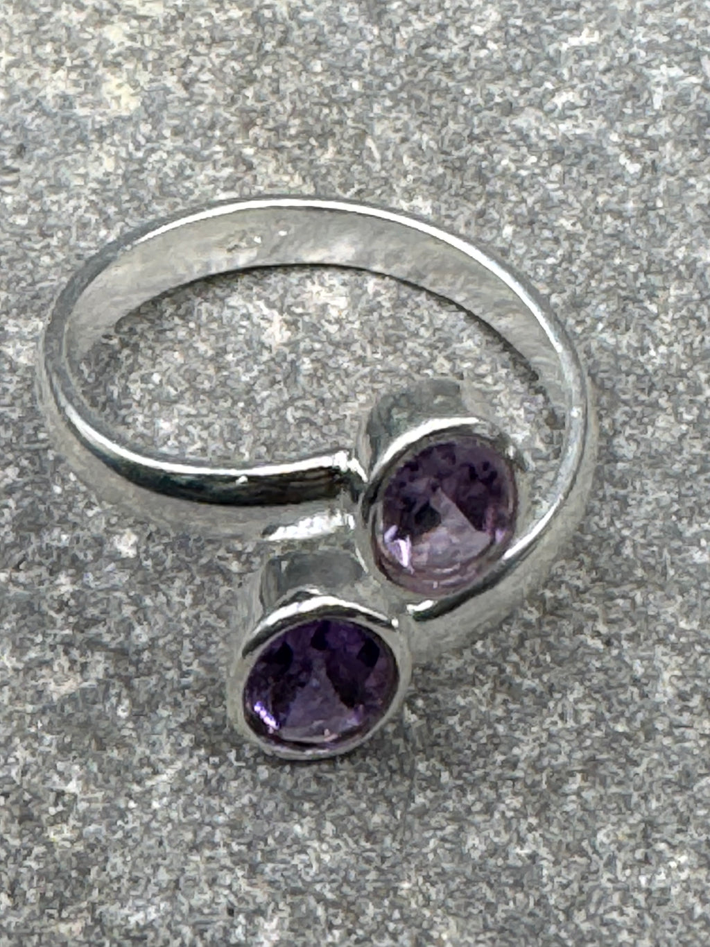 Sterling Silver Double Amethyst Ring