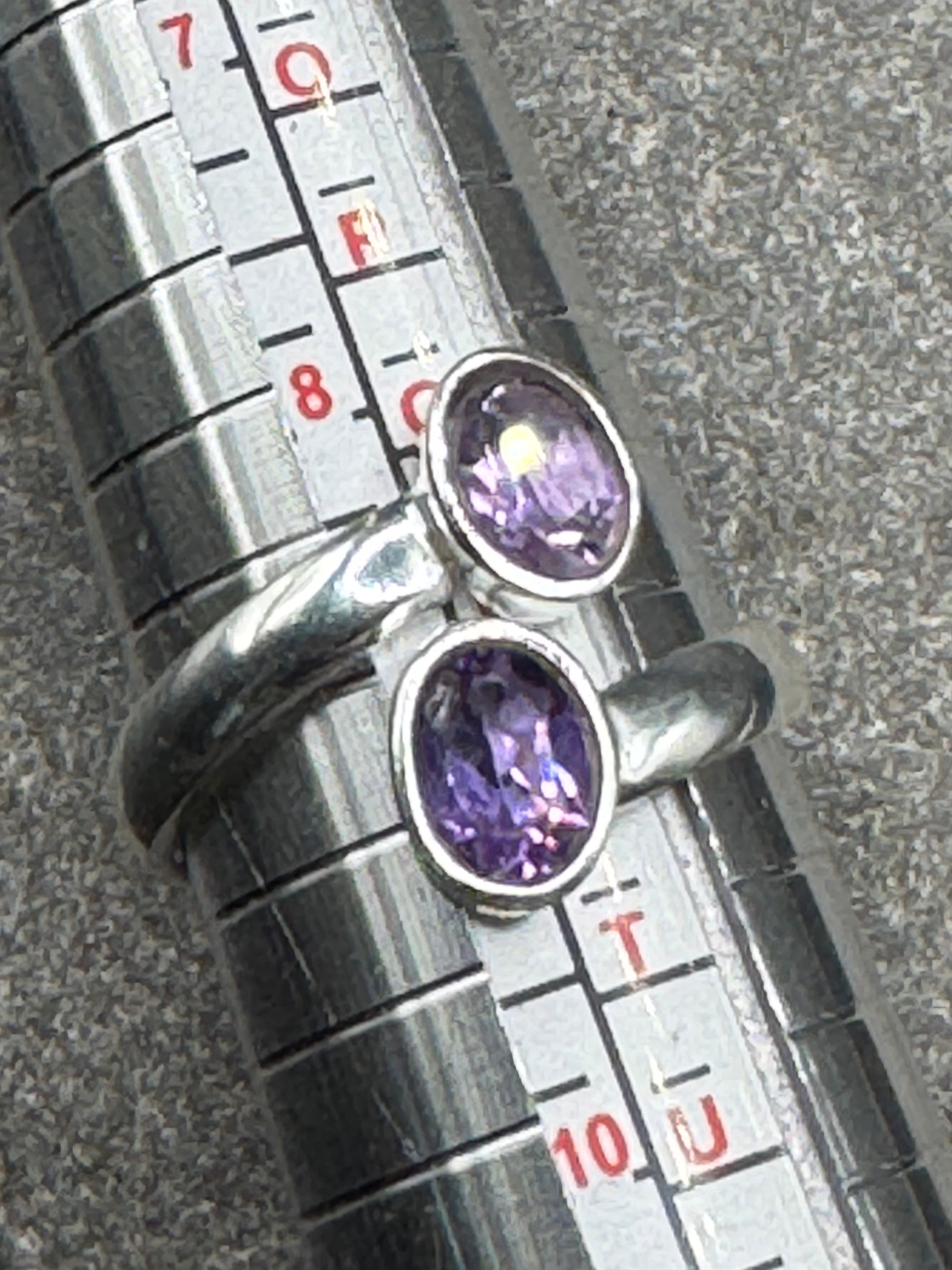 Sterling Silver Double Amethyst Ring