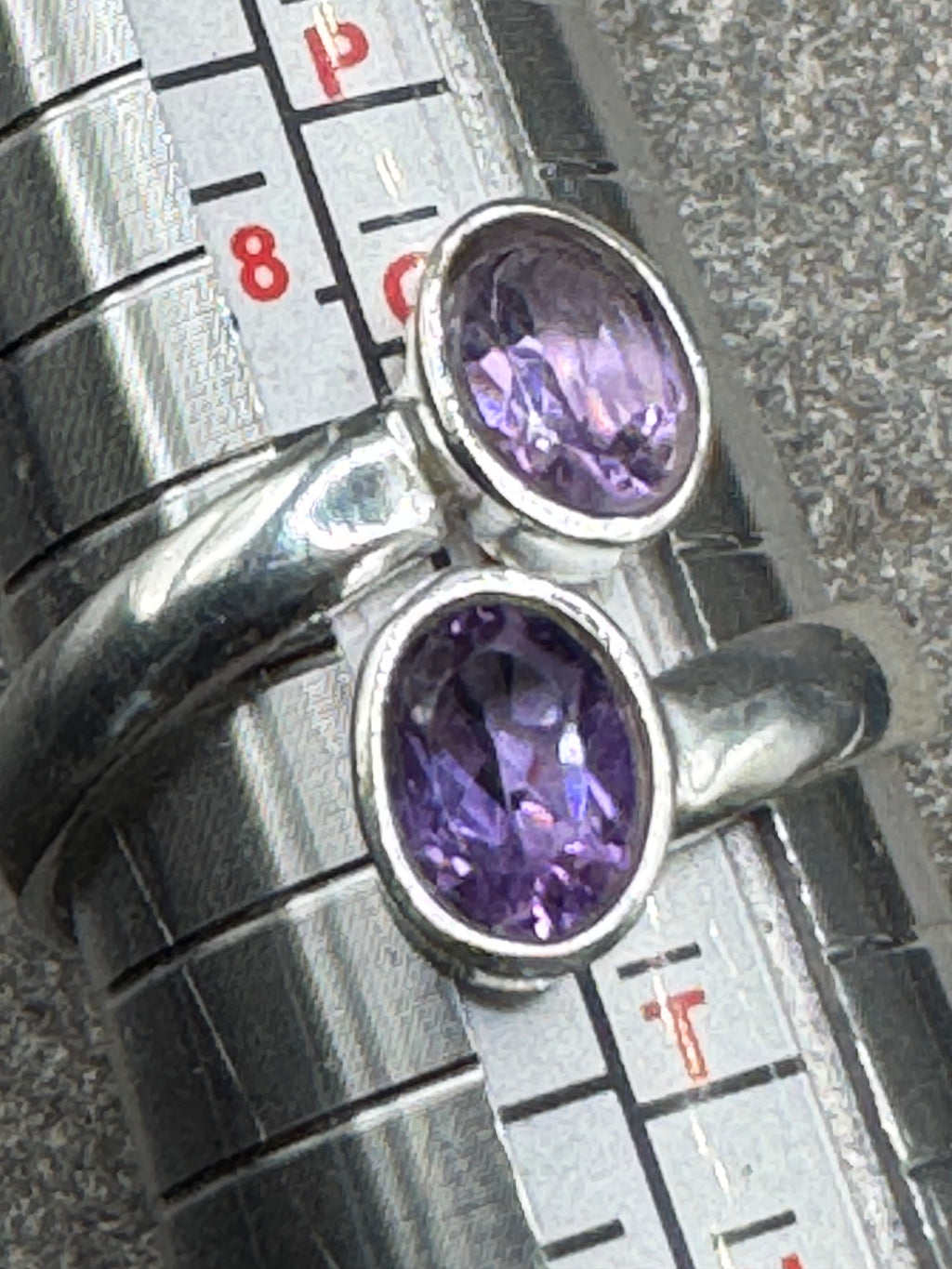 Sterling Silver Double Amethyst Ring
