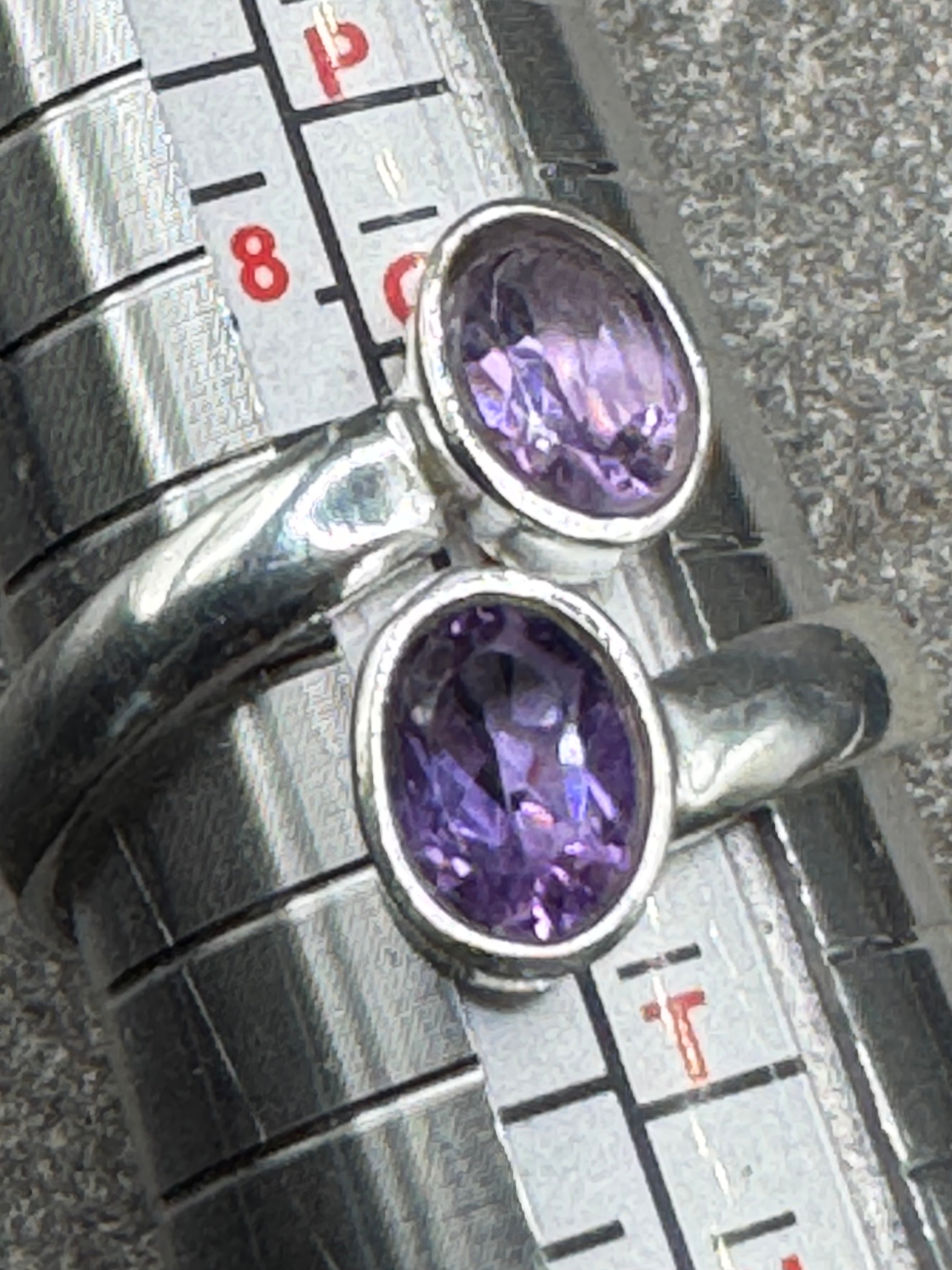 Sterling Silver Double Amethyst Ring