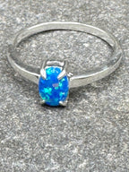 Blue Opal Solitaire Ring