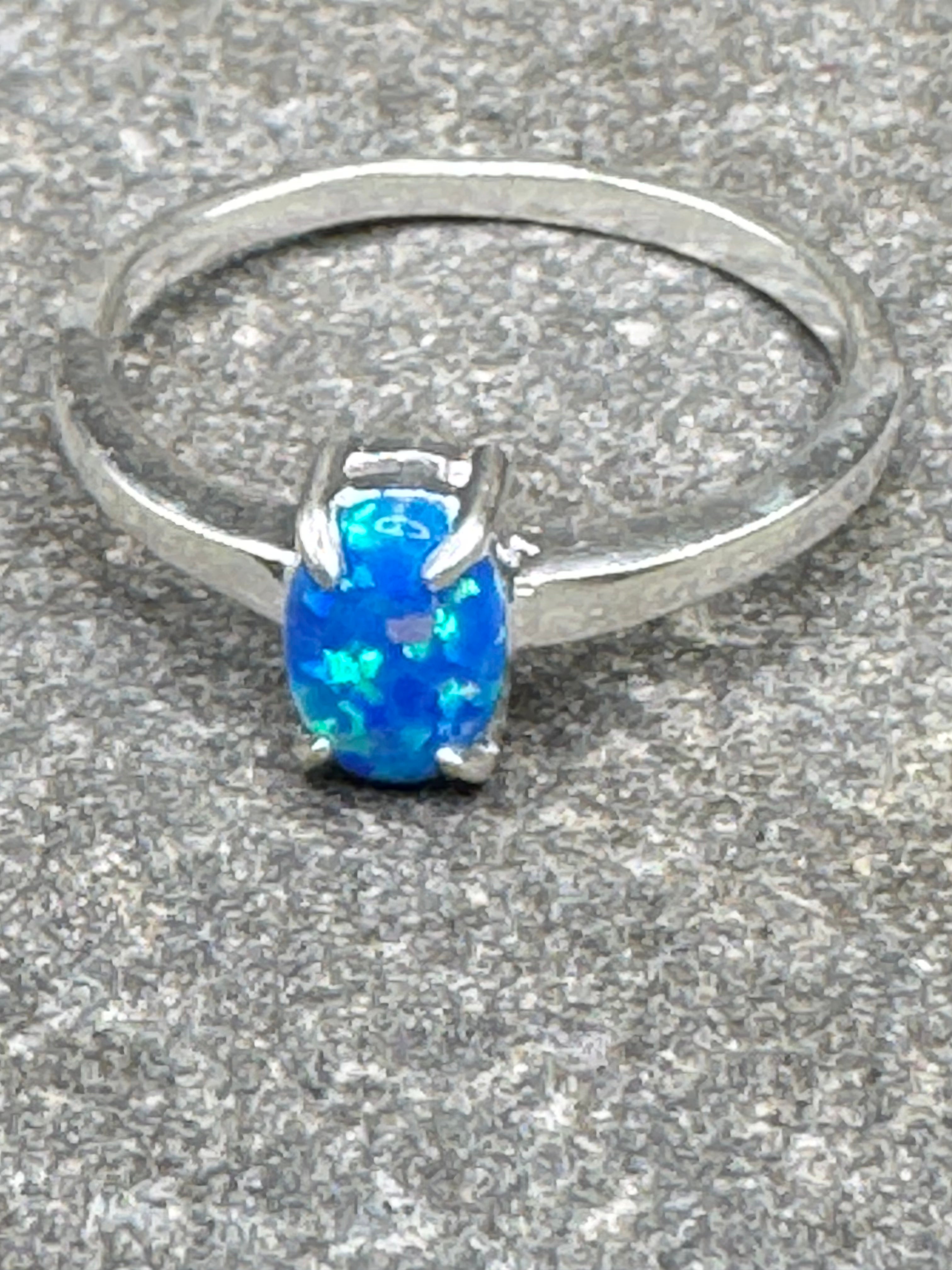 Blue Opal Solitaire Ring
