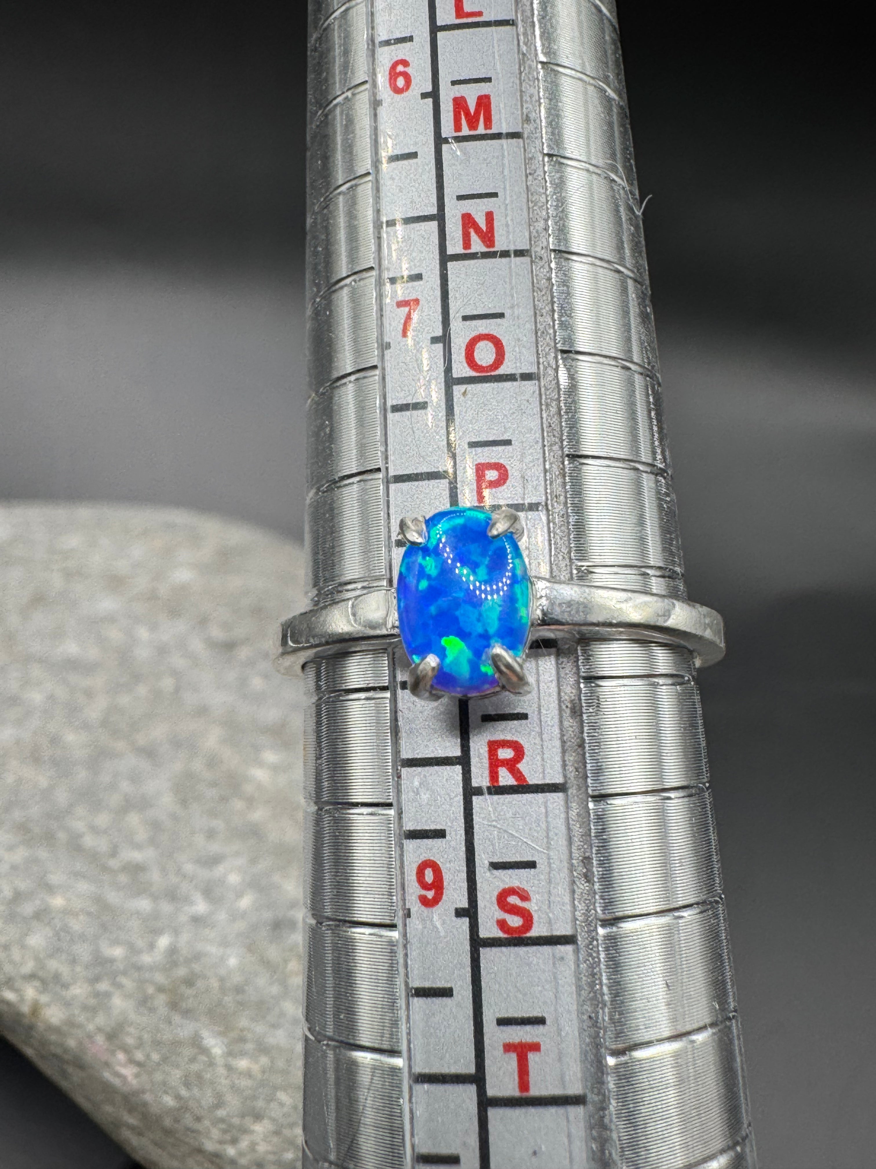 Blue Opal Solitaire Ring