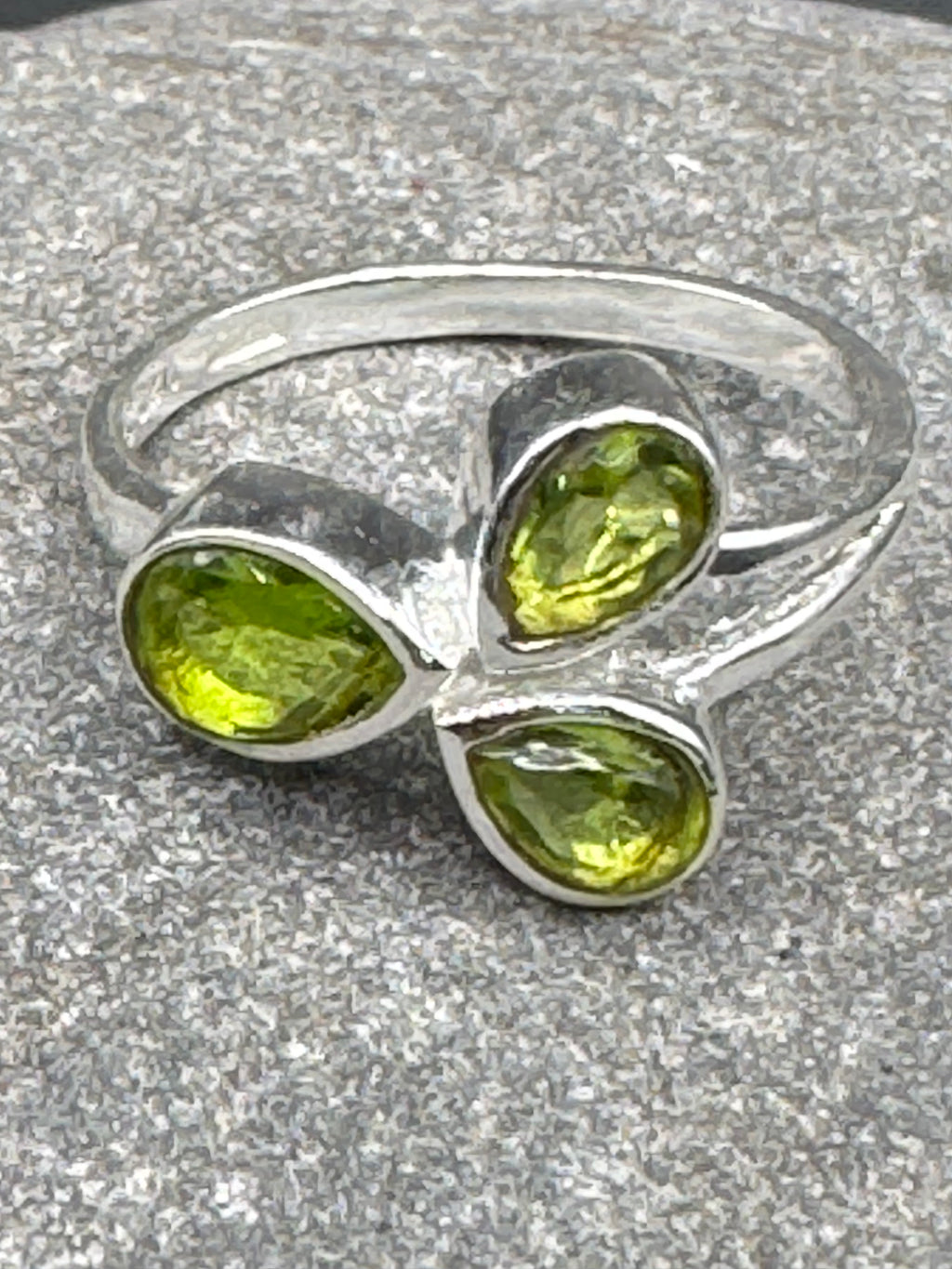 Sterling Silver Triple Peridot Ring