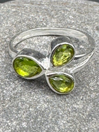 Sterling Silver Triple Peridot Ring