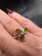 Sterling Silver Triple Peridot Ring