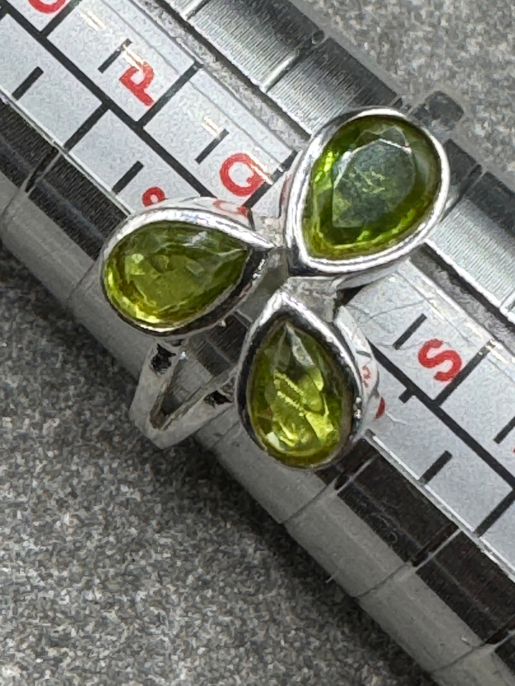 Sterling Silver Triple Peridot Ring