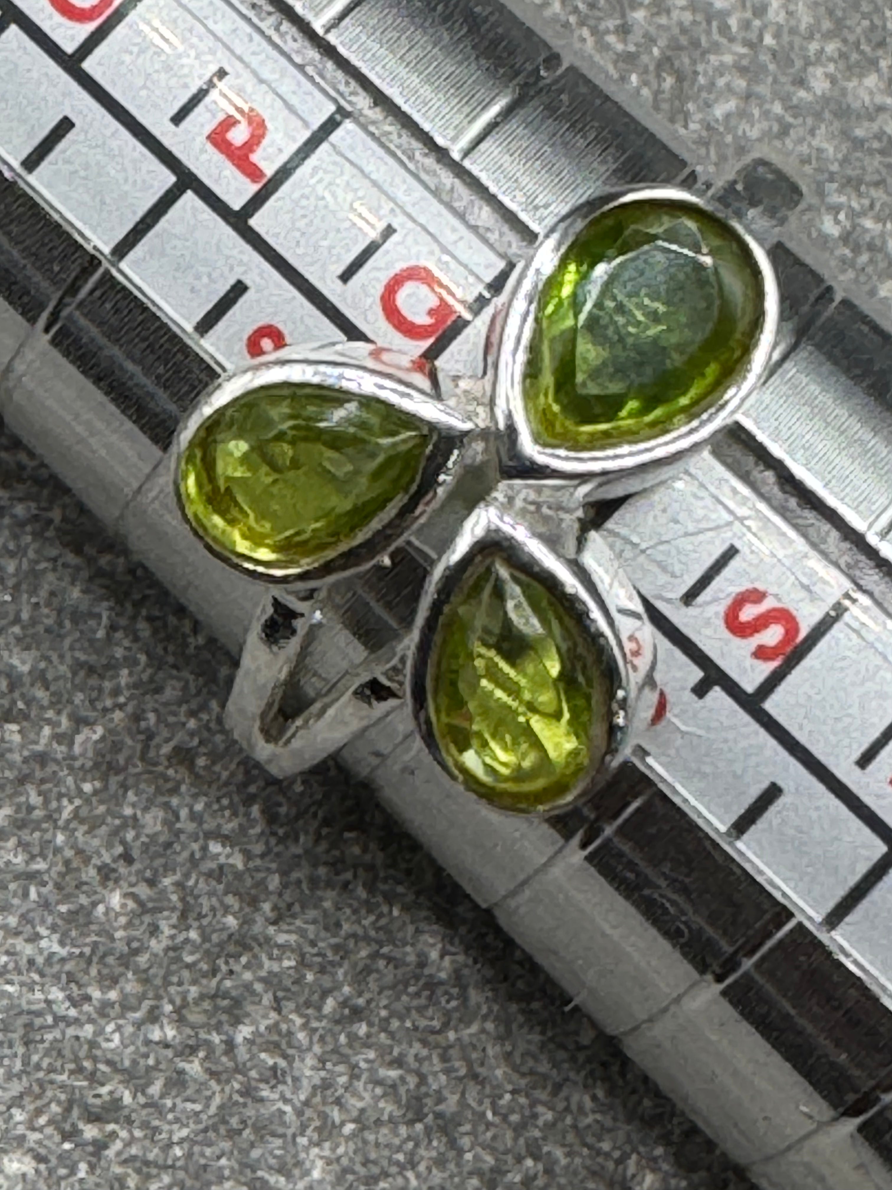 Sterling Silver Triple Peridot Ring