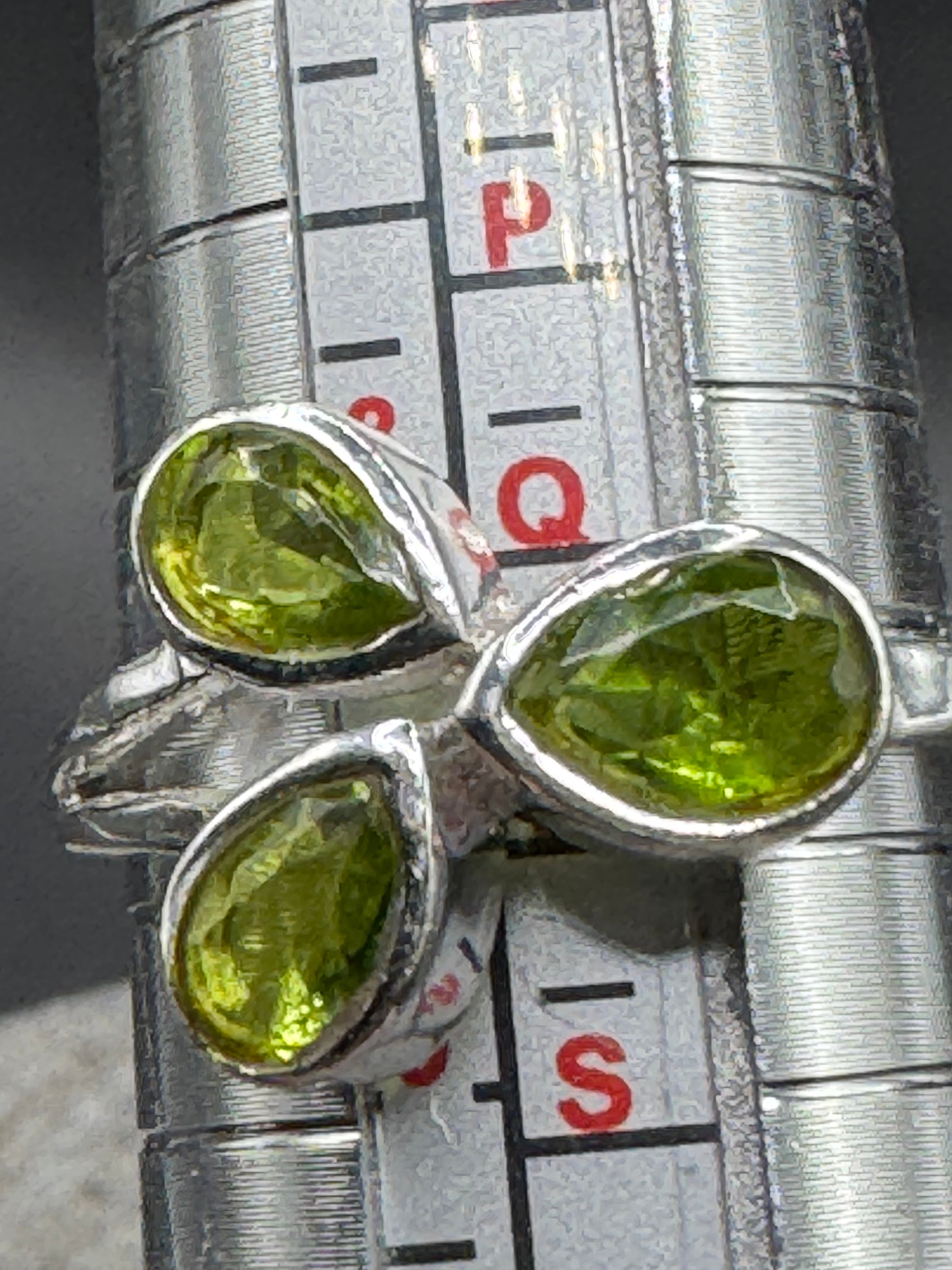 Sterling Silver Triple Peridot Ring