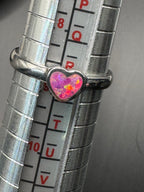 🌸 Pink Synthetic Opal Heart Ring – Sterling Silver