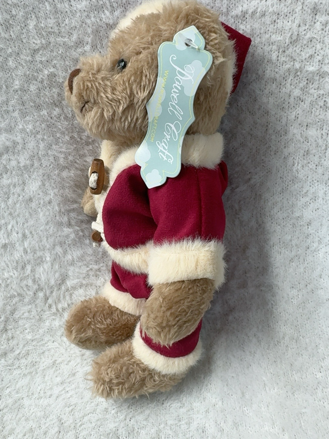 Powell Craft Christmas Teddy Bear in Red Velvet Santa Suit – 20cm