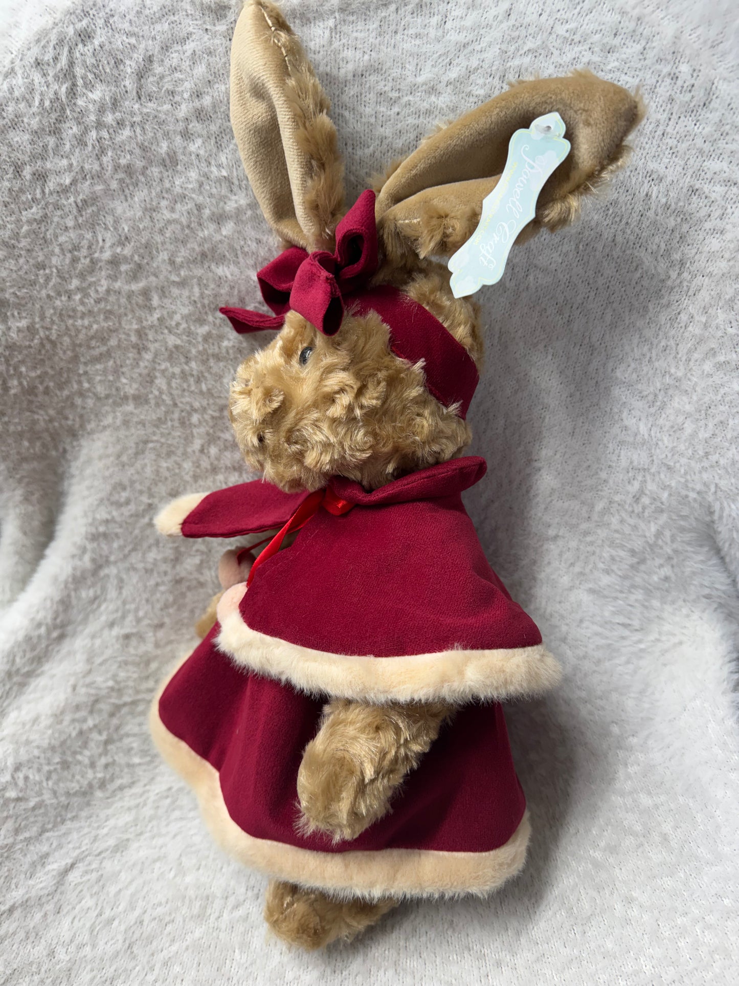 Powell Craft Christmas Bunny Rabbit in Red Velvet Dress & Cape – 45cm