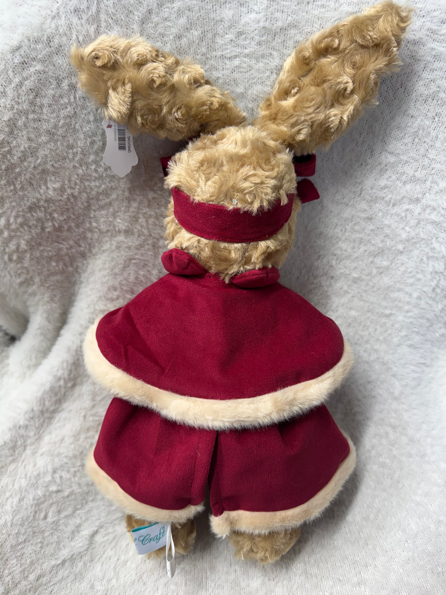 Powell Craft Christmas Bunny Rabbit in Red Velvet Dress & Cape – 45cm