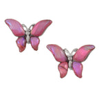 Pink Paua Shell Butterfly Stud Earrings