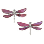 Pink Paua Shell Dragonfly Stud Earrings