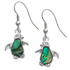 Paua Shell Penguin Hook Earrings