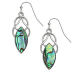 Paua Shell Oval Celtic Knot Hook Earrings