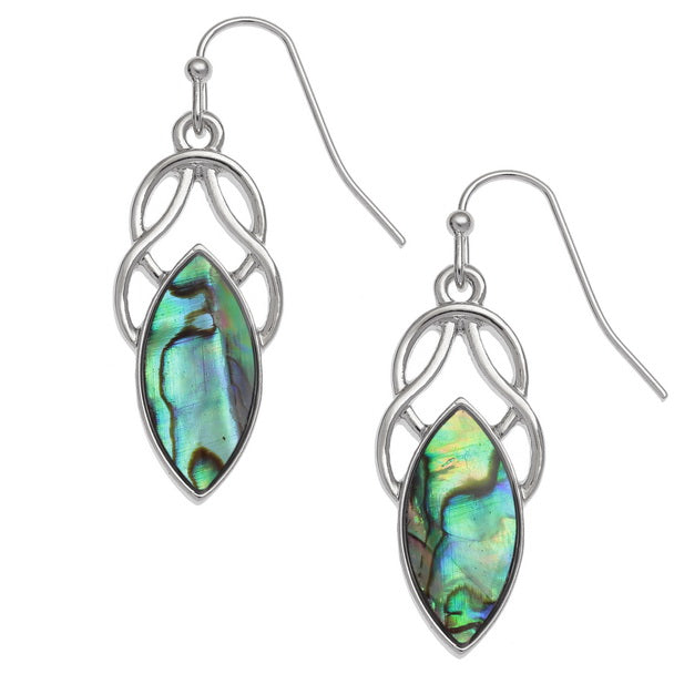 Paua Shell Oval Celtic Knot Hook Earrings