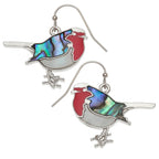 Paua Shell & Mother of Pearl Robin Hook Earrings