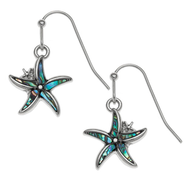 Paua Shell Starfish Hook Earrings