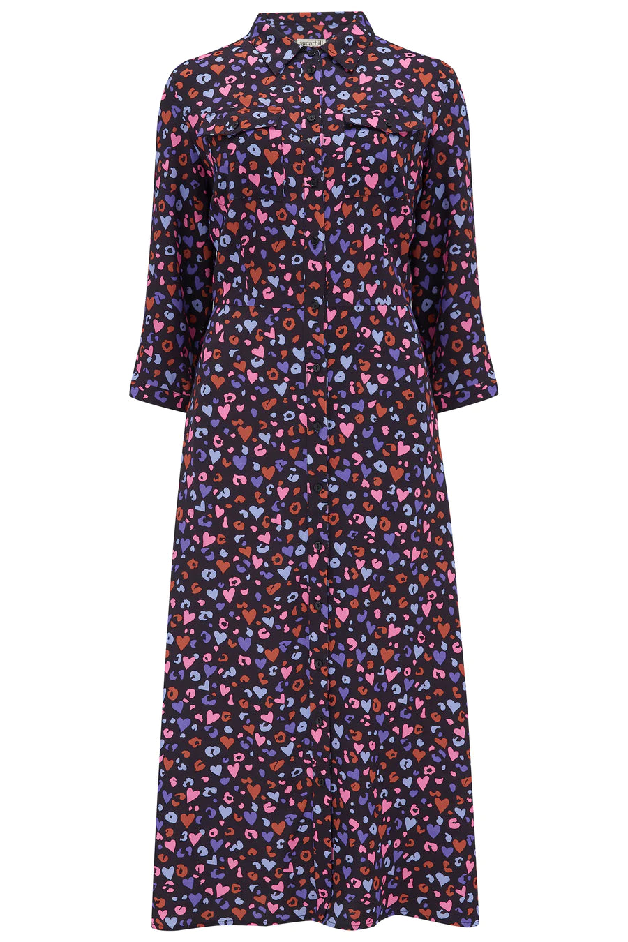 Paola Midi Shirt Dress Black/Multi Leopard Love