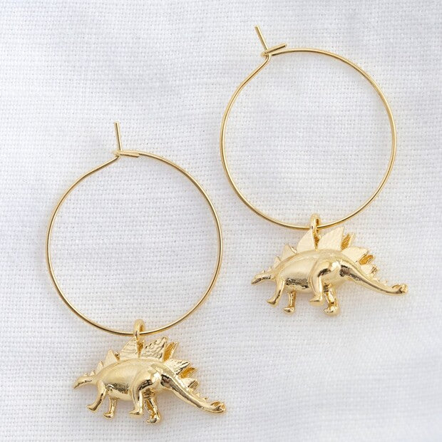 Lisa Angel Gold Stegosaurus Hoop Earrings