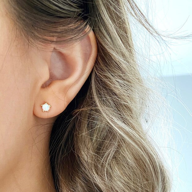 Lisa Angel Opal Turtle Stud Earrings in Gold