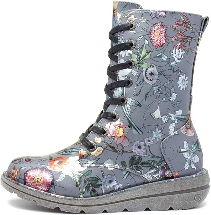 Heavenly Feet -  Martina 3 Lace Up Ankle Boot - Grey Fantasy