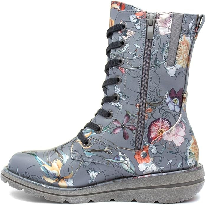 Heavenly Feet -  Martina 3 Lace Up Ankle Boot - Grey Fantasy