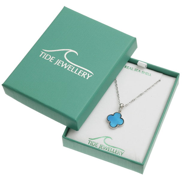 Blue Quatrefoil Necklace