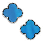 Blue Quatrefoil Earrings