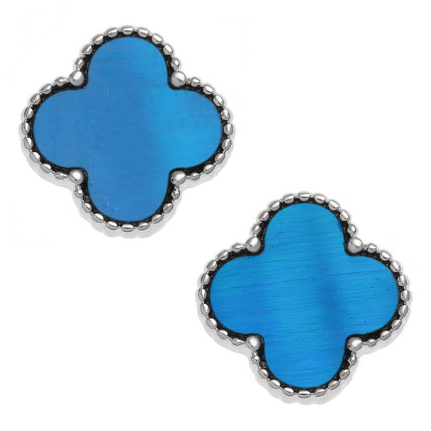 Blue Quatrefoil Earrings